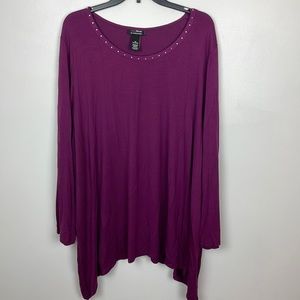 Any Wear by Catherines Blouse Size 2X 22/24W Color Burgundy